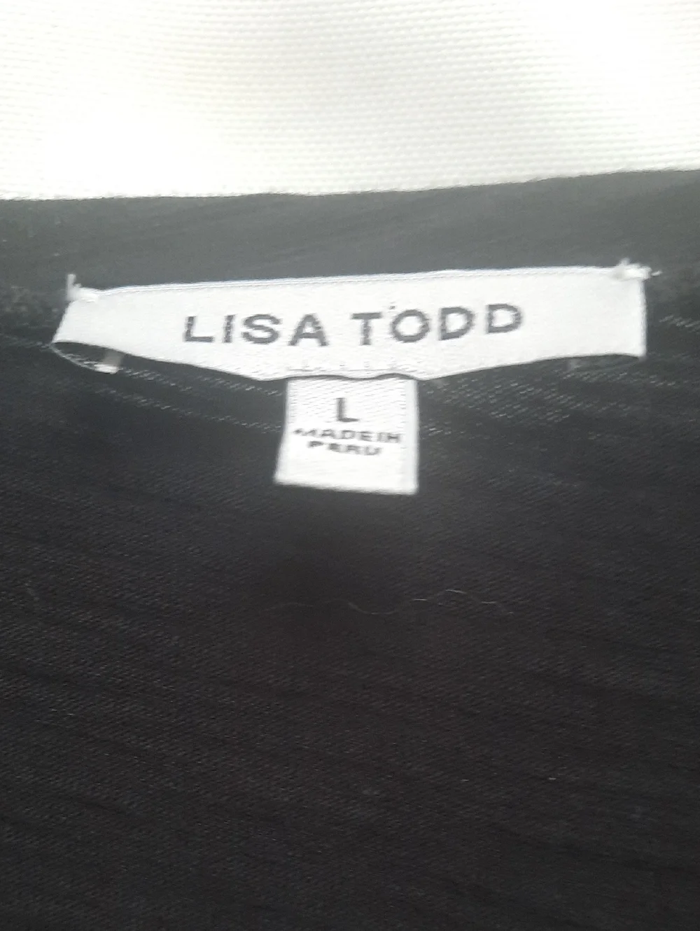 Lisa Todd 100% Cotton Black V-Neck Long Sleeve Tee